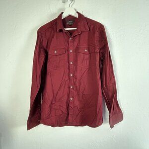 Marc Anthony Mens Red Wrinkle Resistant Stretch Button Up Shirt Medium Pockets